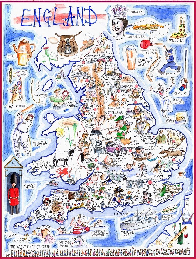 Tim Bulmer England 1000 Piece Jigsaw Puzzle – Humorous Map of English Culture, 66 x 50cm