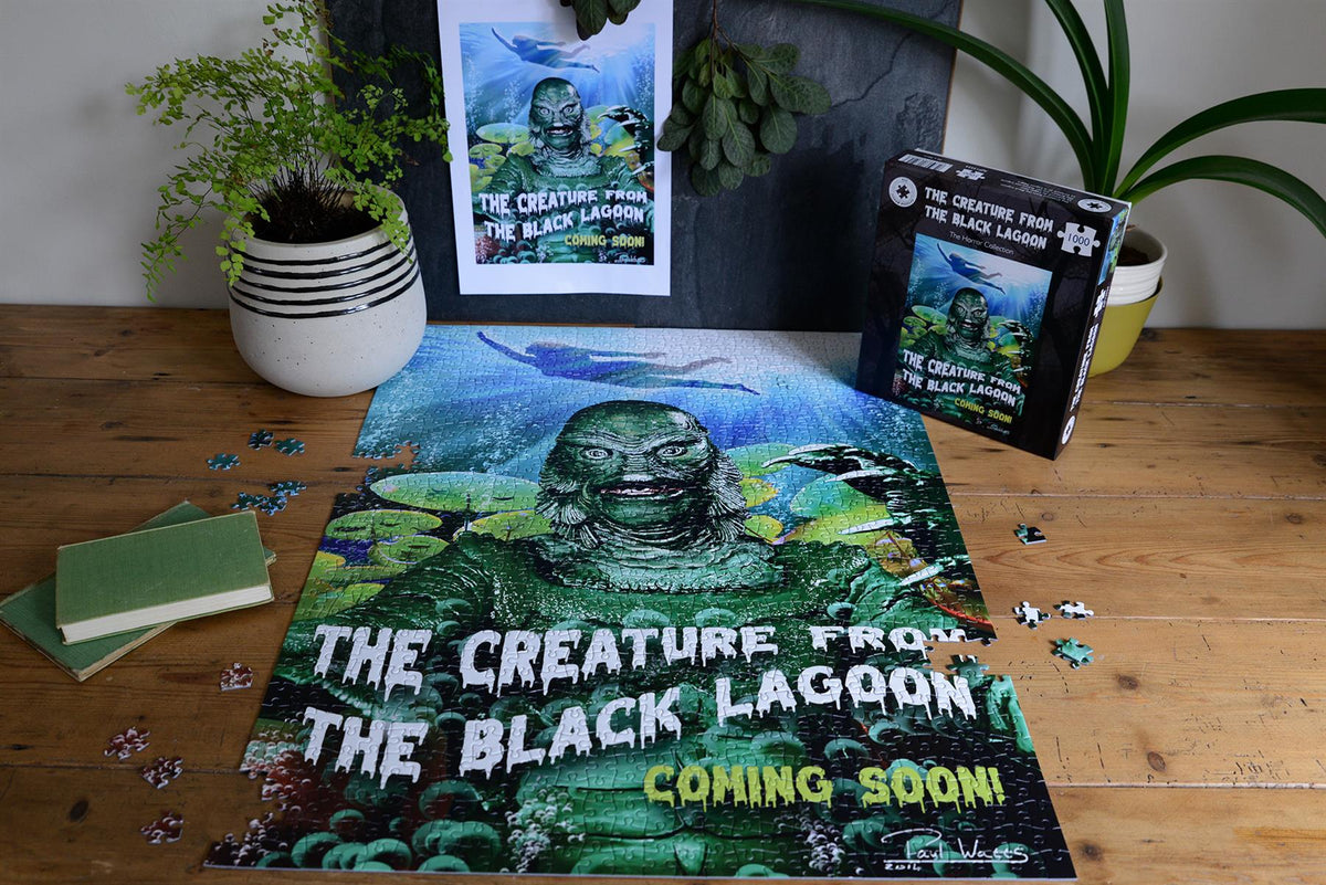 Horror Line Creature from the Black Lagoon 1000 Piece Jigsaw Puzzle – Classic Gill-Man Horror Movie Puzzle