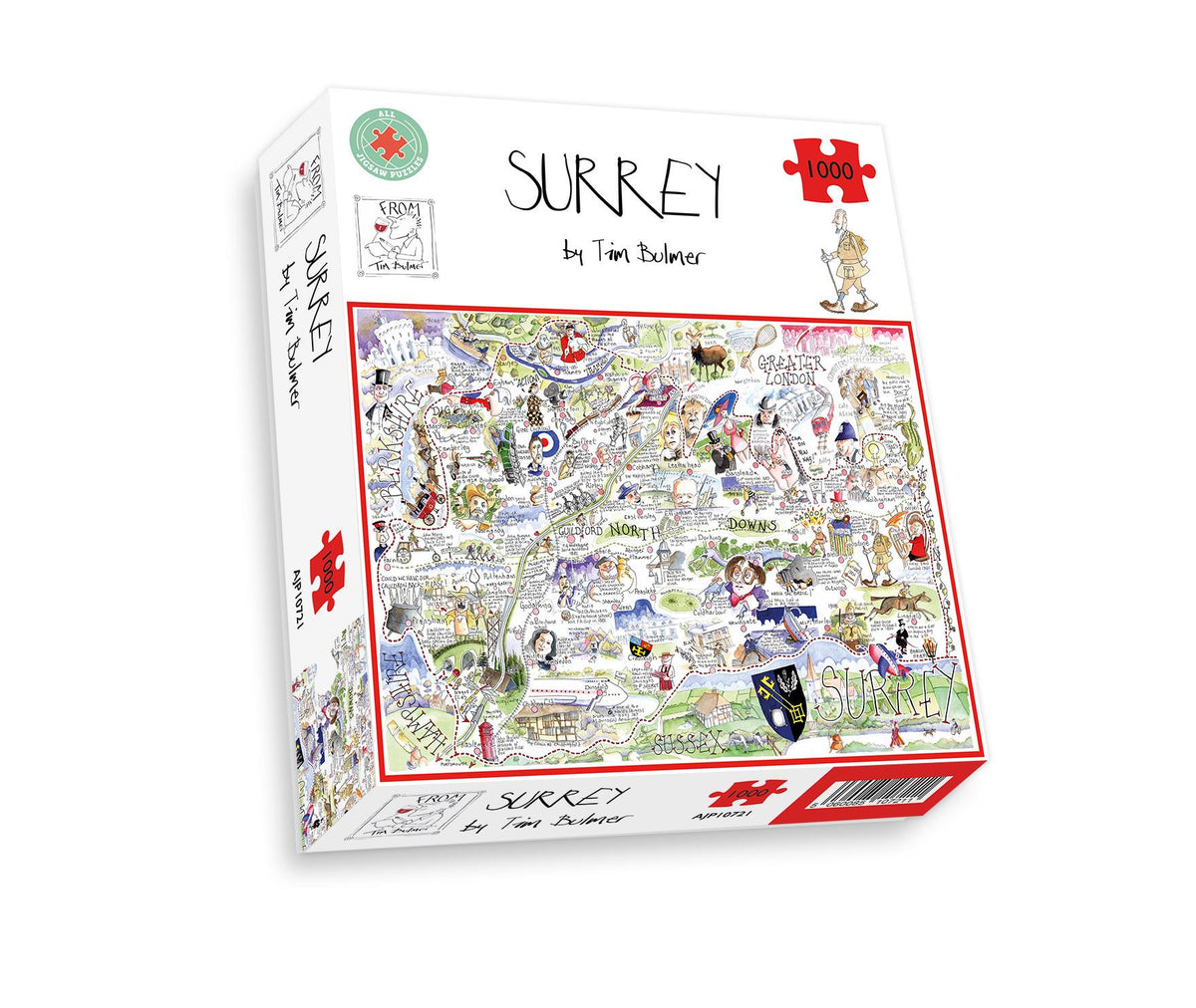 Tim Bulmer Surrey Map 1000 Piece Jigsaw Puzzle – Funny Illustrated Map Puzzle