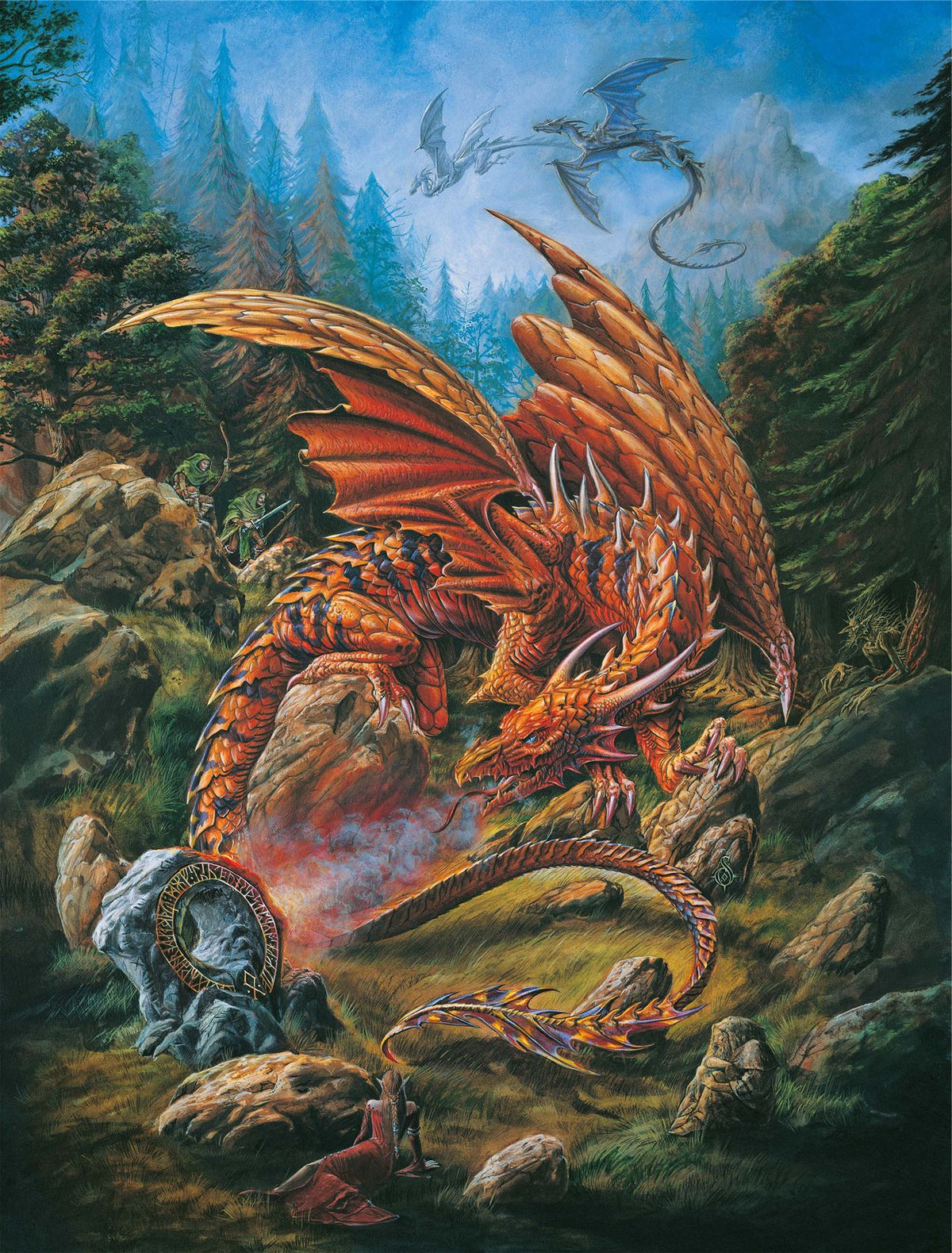Alchemy Dragons of the Runering 1000 Piece Jigsaw Puzzle – Magical Fantasy Dragon Soldier Puzzle, 66 x 50 cm