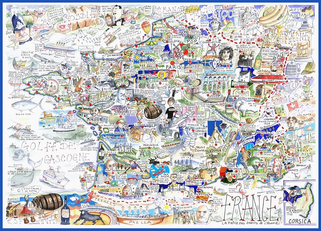 Tim Bulmer France Map 1000 Piece Jigsaw Puzzle – Fact-Filled Illustrated Map of France