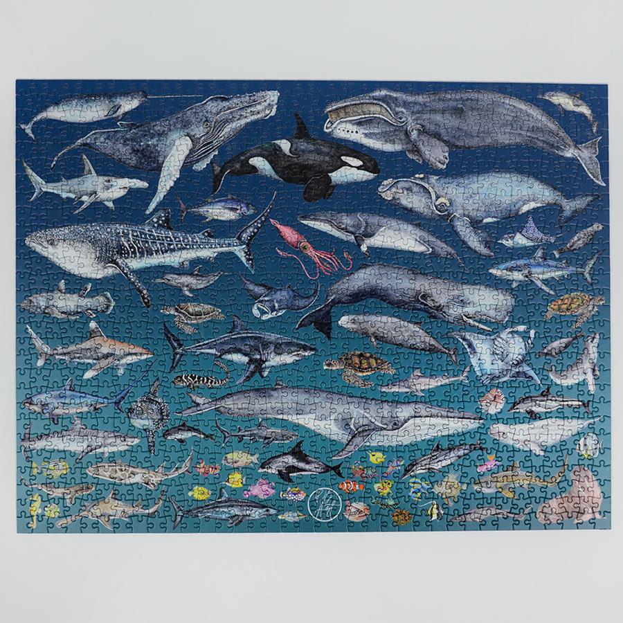 The Ocean 1000 Piece Jigsaw Puzzle – Underwater Marine Life Illustrations by Rachel Brooks