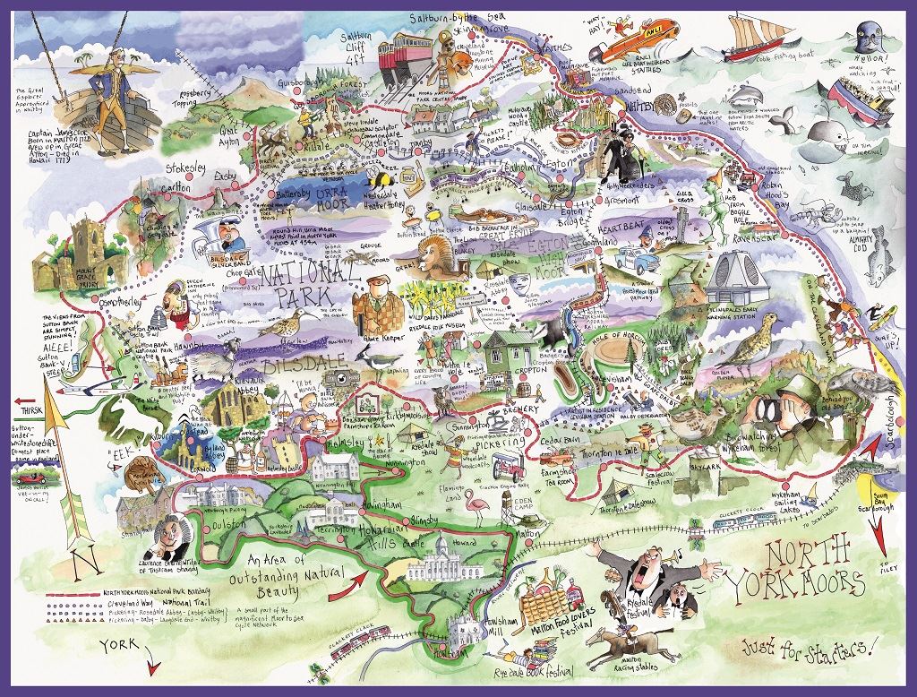 Tim Bulmer North York Moors 1000 Piece Jigsaw Puzzle – Fun Illustrated Map with Local Landmarks