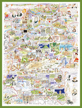 Tim Bulmer Wiltshire 1000 Piece Jigsaw Puzzle – Comical County Map with Fun Local Facts, 66 x 50cm