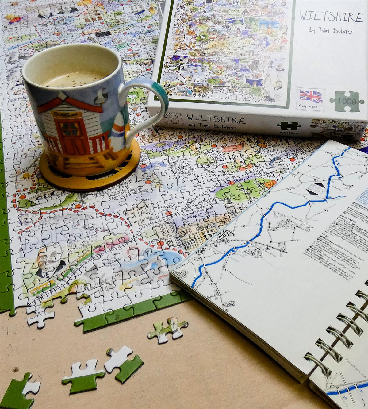 Tim Bulmer Wiltshire 1000 Piece Jigsaw Puzzle – Comical County Map with Fun Local Facts, 66 x 50cm