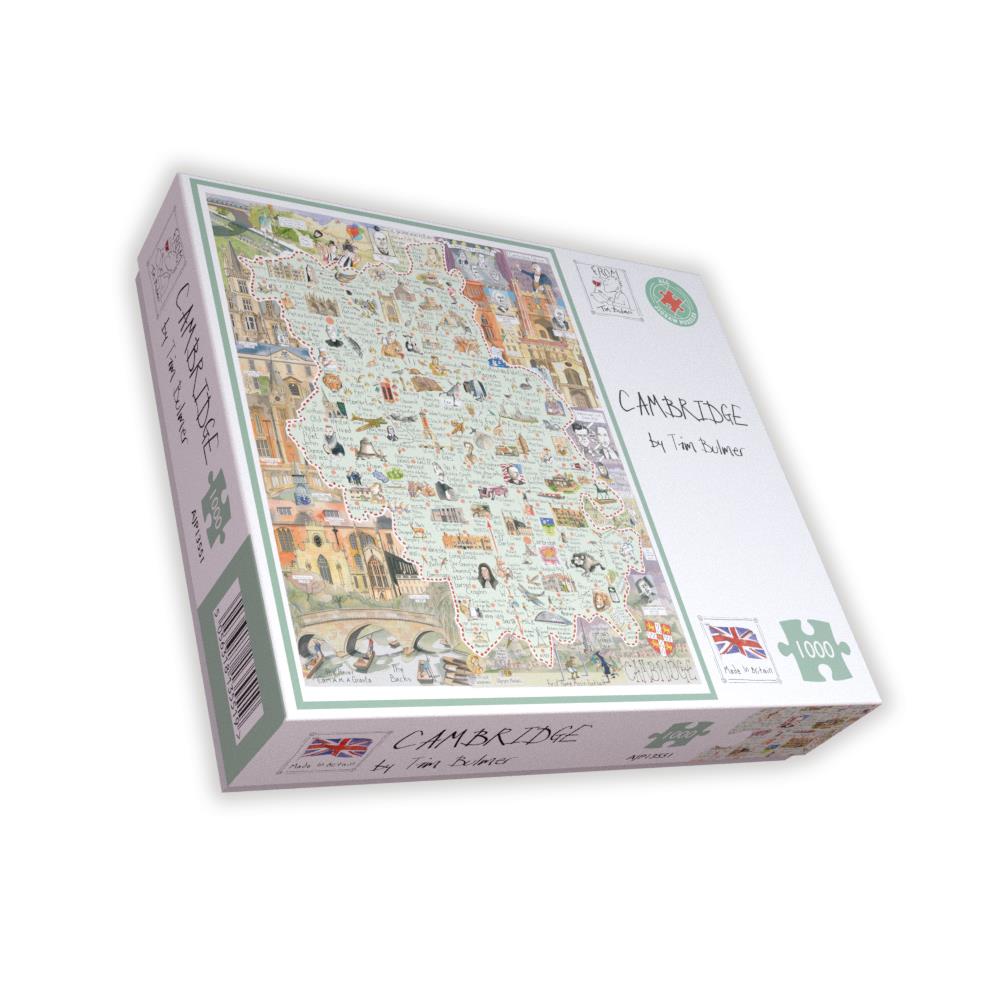 Tim Bulmer Cambridge Map 1000 Piece Jigsaw Puzzle – Illustrated City Map with Quirky Landmarks