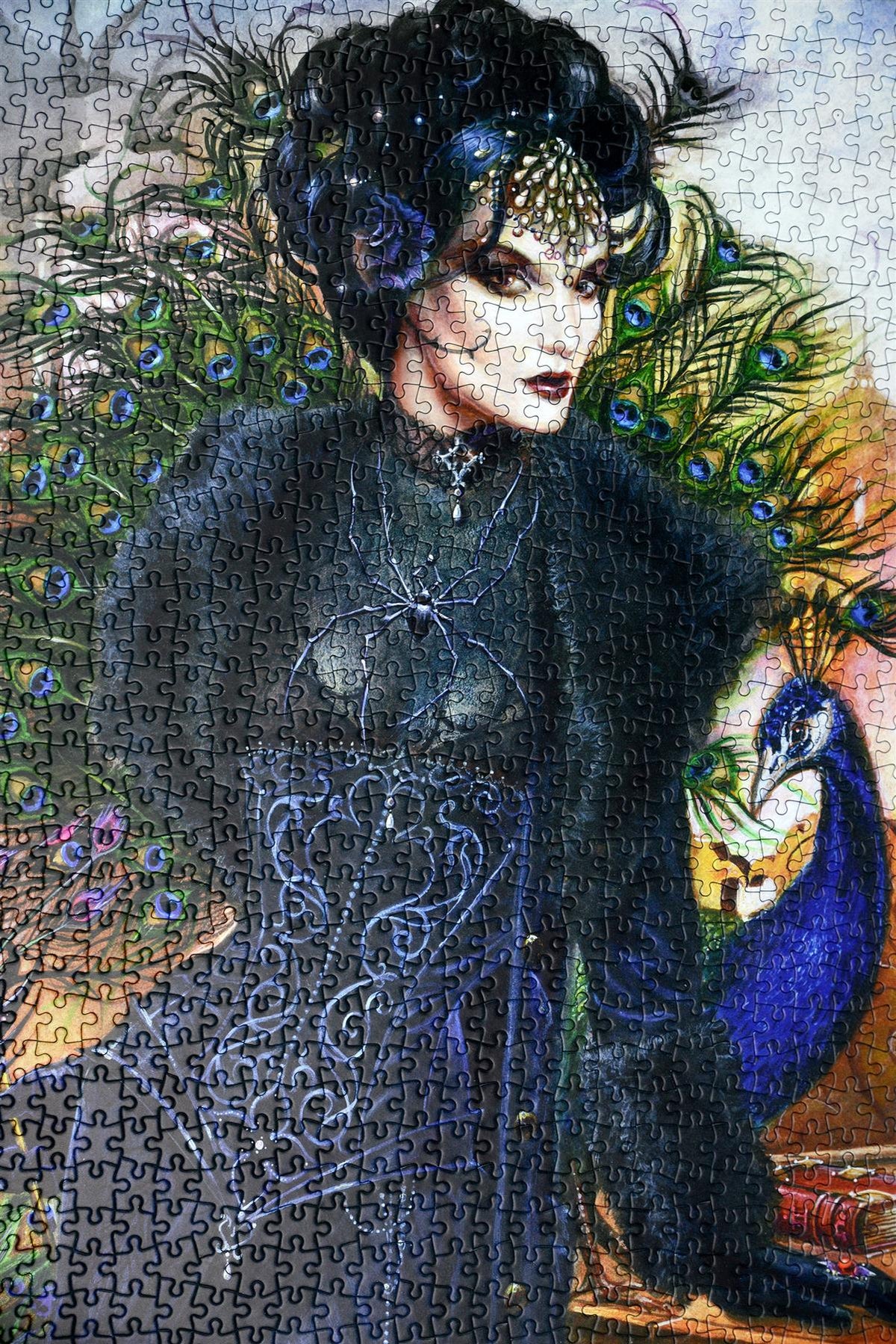Alchemy Le Mauvais Oeil 1000 Piece Jigsaw Puzzle – Dark Fantasy Peacock Puzzle, 66 x 50 cm