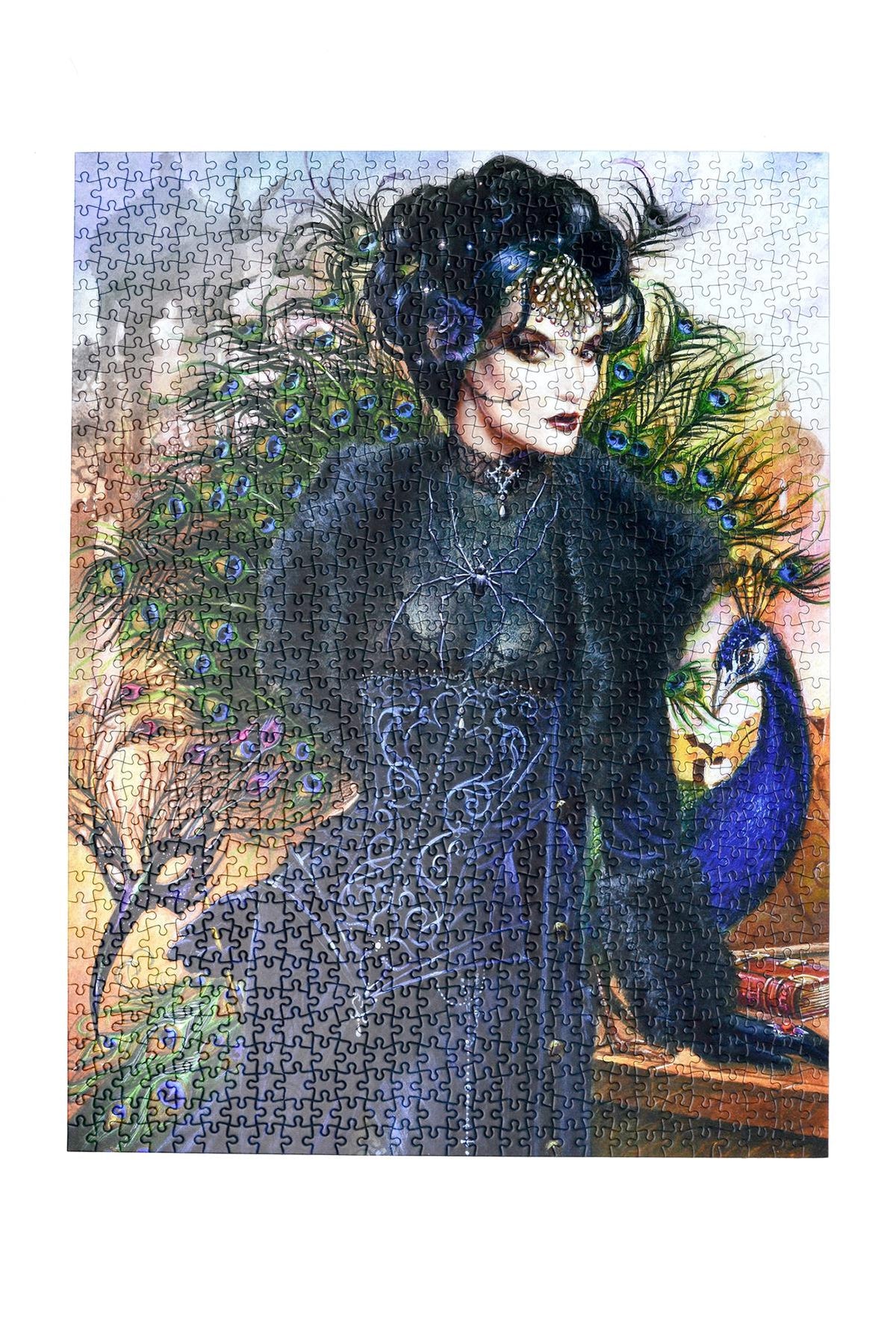 Alchemy Le Mauvais Oeil 1000 Piece Jigsaw Puzzle – Dark Fantasy Peacock Puzzle, 66 x 50 cm
