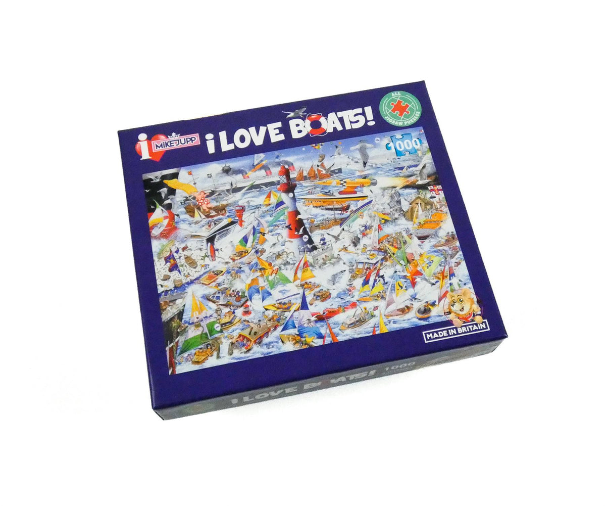 Mike Jupp I Love Boats 1000 Piece Jigsaw Puzzle – Chaotic Sailing Scene, Made in Britain, 66 x 50cm