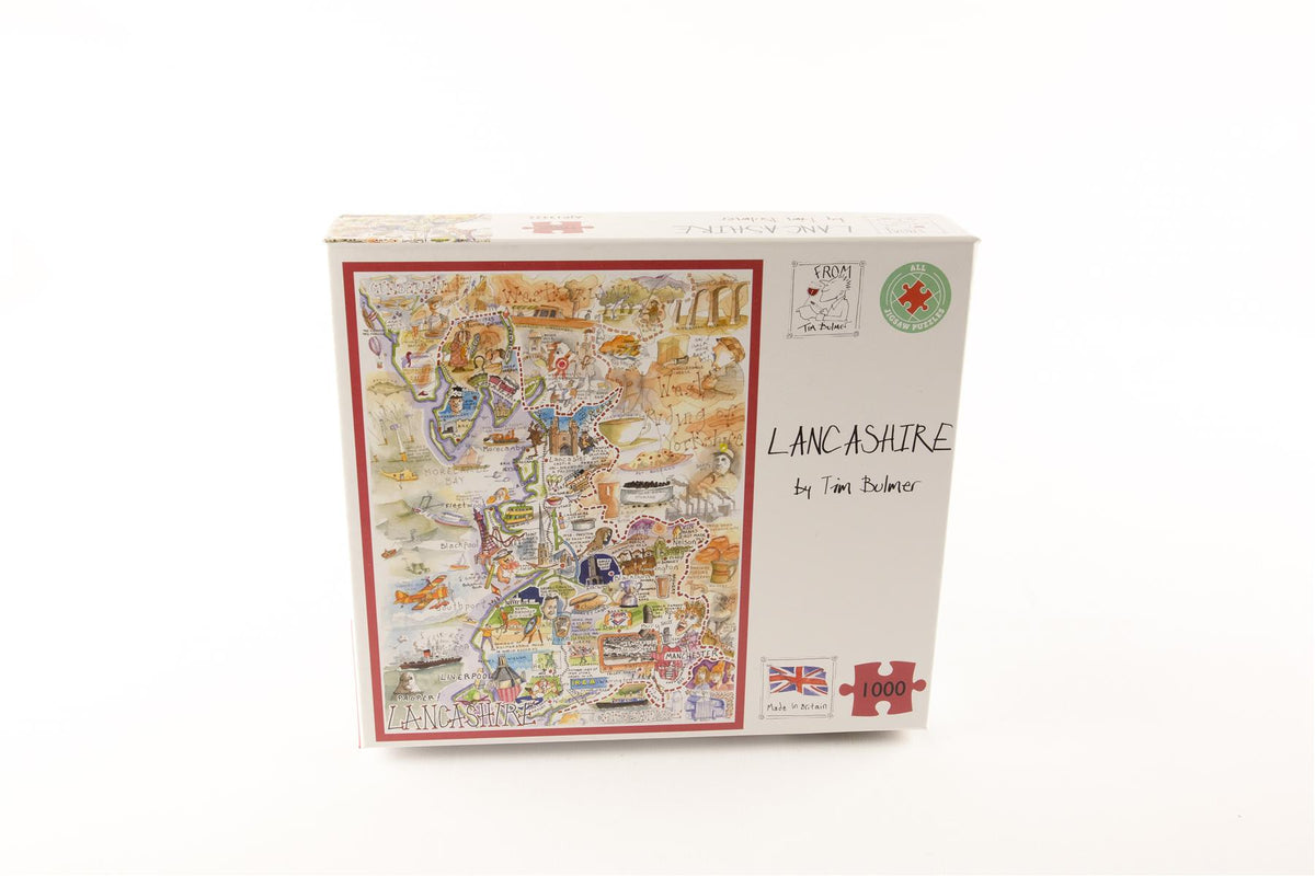 Tim Bulmer Proper Lancashire 1000 Piece Jigsaw Puzzle – Funny County Map Puzzle, 66 x 50cm