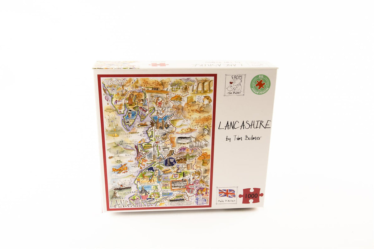 Tim Bulmer Proper Lancashire 1000 Piece Jigsaw Puzzle – Funny County Map Puzzle, 66 x 50cm