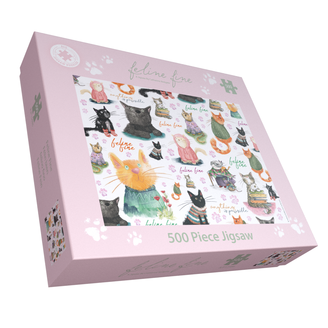 All Jigsaw Puzzles Feline Fine 500 Piece Jigsaw Puzzle – Cats in Jumpers by Catherine Redgate, 50 x 38cm