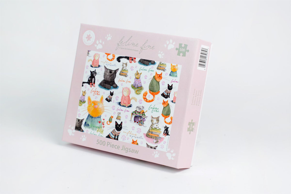 All Jigsaw Puzzles Feline Fine 500 Piece Jigsaw Puzzle – Cats in Jumpers by Catherine Redgate, 50 x 38cm