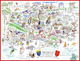 Tim Bulmer Sussex 1000 Piece Jigsaw Puzzle with Humorous County Facts – Funny Map Puzzle, 66 x 50cm