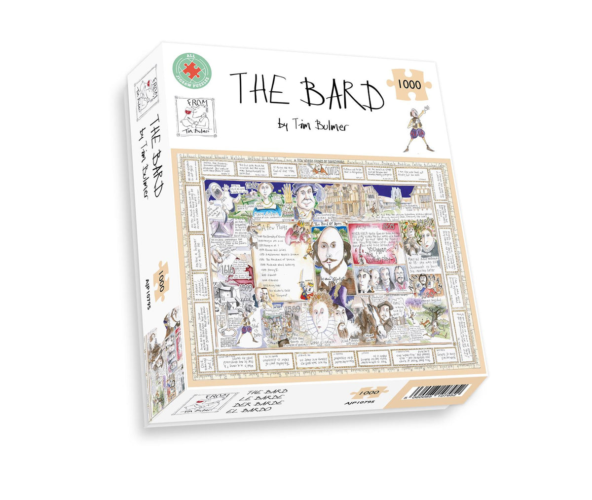 Tim Bulmer The Bard 1000 Piece Jigsaw Puzzle – Illustrated Shakespeare Life Timeline, 66 x 50cm