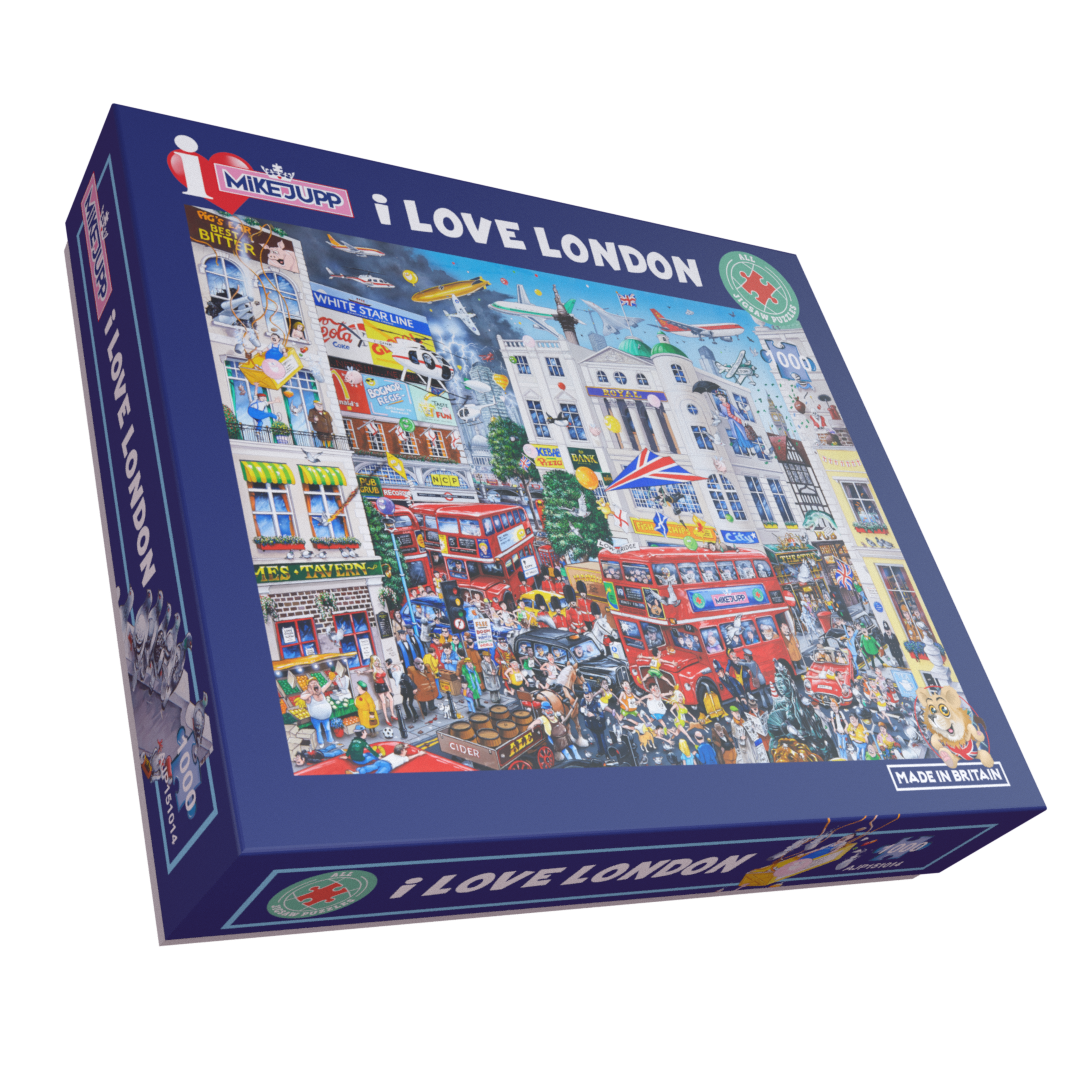 Mike Jupp I Love London 1000 Piece Jigsaw Puzzle – Comical Cartoon Scene, Made in Britain