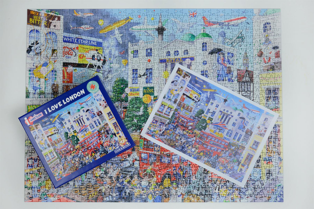 Mike Jupp I Love London 1000 Piece Jigsaw Puzzle – Comical Cartoon Scene, Made in Britain