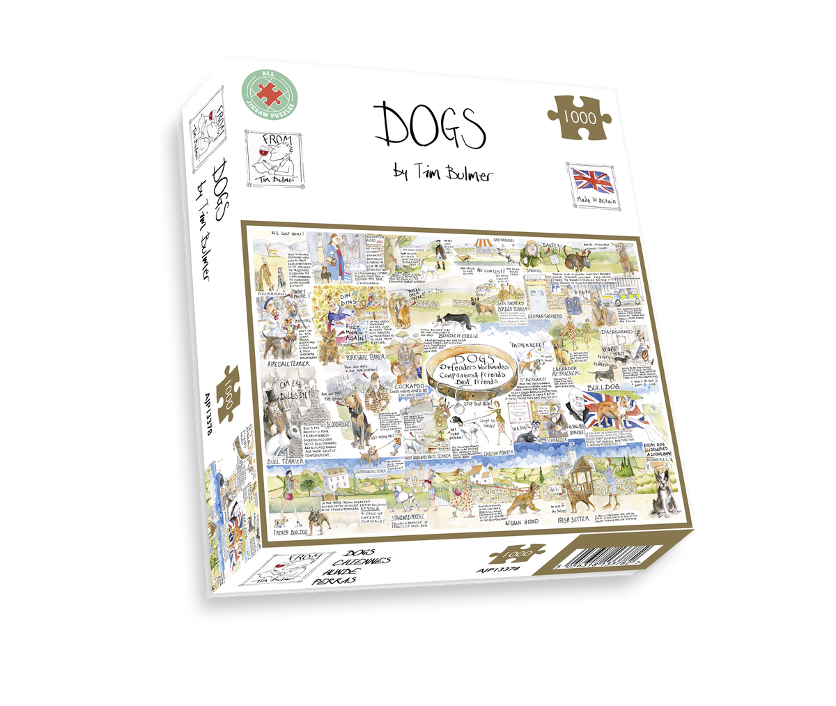 Tim Bulmer Dogs 1000 Piece Jigsaw Puzzle – Fun Dog Facts Puzzle for Dog Lovers, 66 x 50cm