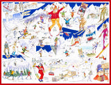 Tim Bulmer Skiing 1000 Piece Jigsaw Puzzle – Humorous Snow Sport Illustration, 66 x 50cm