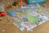 Djigsaw Vu at the Christmas Market 2 x 1000 Piece Jigsaw Puzzles – Then-and-Now Festive Scenes, Christmas Gift