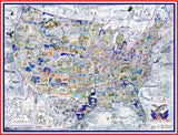 Tim Bulmer USA Map 1000 Piece Jigsaw Puzzle – Illustrated Map with Landmarks and History, 66 x 50cm