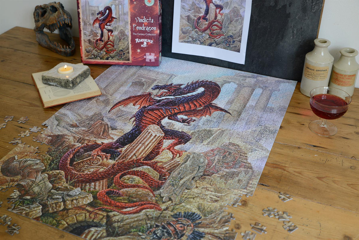 Alchemy Vindicta Pendragon 1000 Piece Jigsaw Puzzle – Mythical Dragon Fantasy Puzzle, 66 x 50 cm