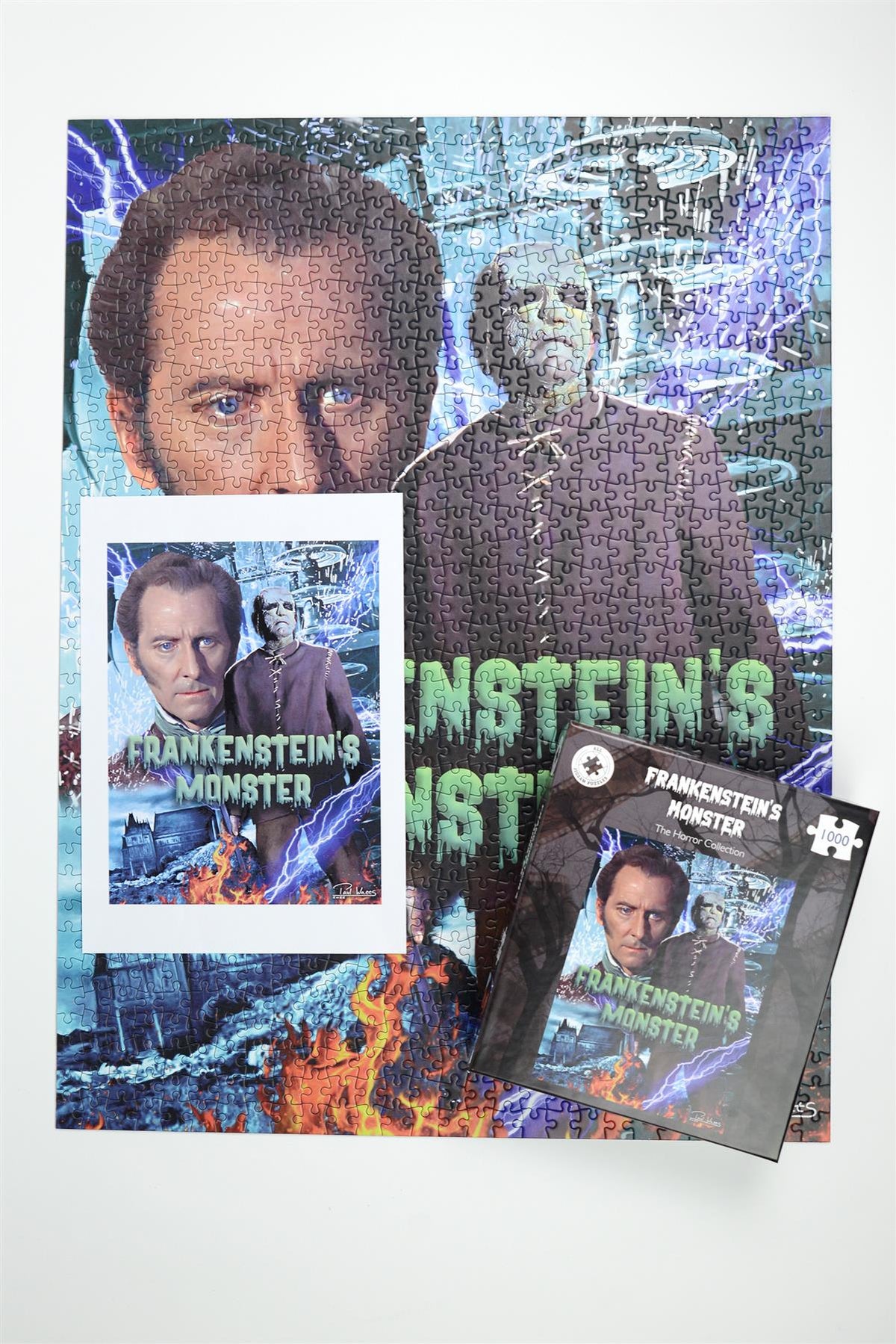Horror Line Frankenstein's Monster 1000 Piece Jigsaw Puzzle – Classic Horror Movie Puzzle, 66 x 50cm