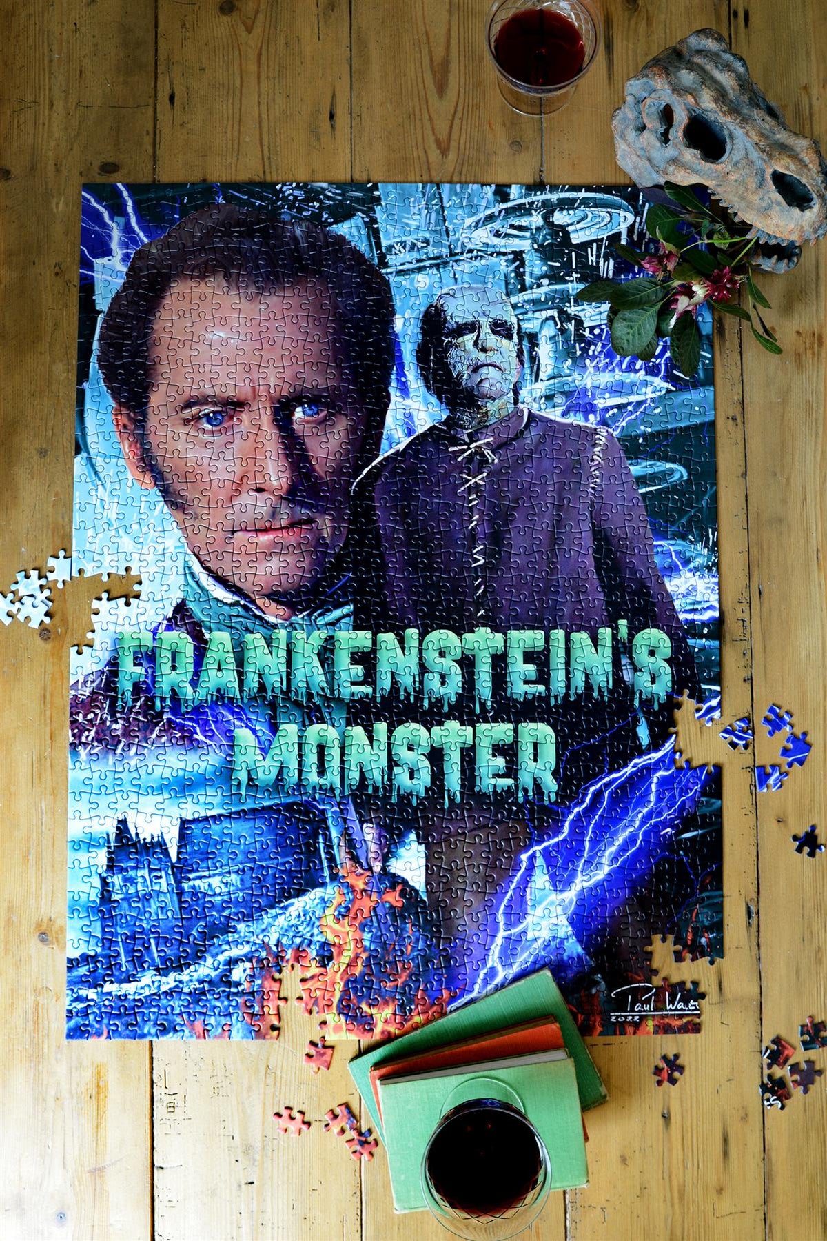Horror Line Frankenstein's Monster 1000 Piece Jigsaw Puzzle – Classic Horror Movie Puzzle, 66 x 50cm