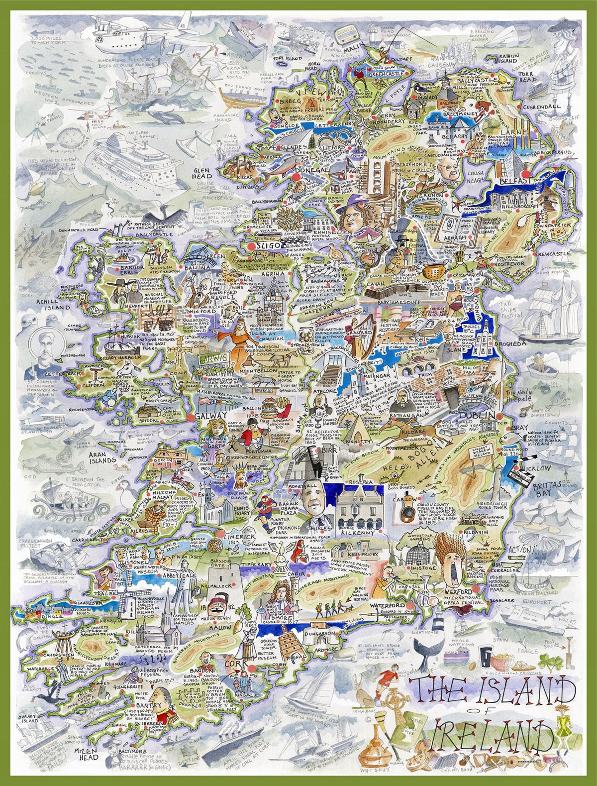 Tim Bulmer Ireland Map 1000 Piece Jigsaw Puzzle – Detailed Illustrated Map, 66 x 50cm