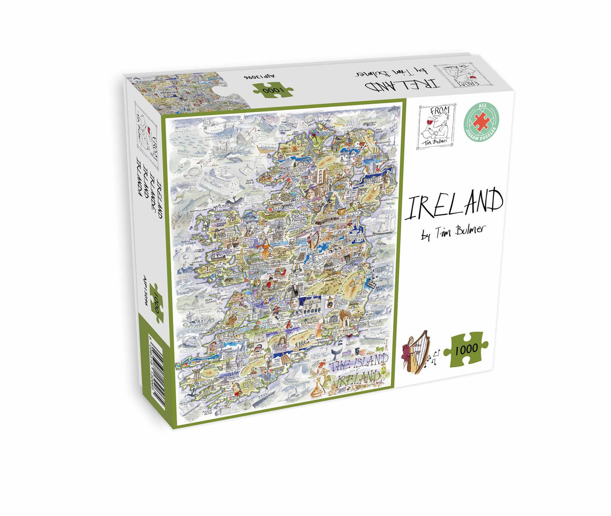 Tim Bulmer Ireland Map 1000 Piece Jigsaw Puzzle – Detailed Illustrated Map, 66 x 50cm