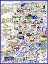 Tim Bulmer Hampshire 1000 Piece Jigsaw Puzzle – Funny County Map with Stonehenge and Highclere Castle