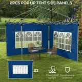 Outsunny Gazebo Side Panels, 2 Pack Oxford Cloth with Windows – Fits 3x3m or 3x4m Pop-Up Gazebos, Blue