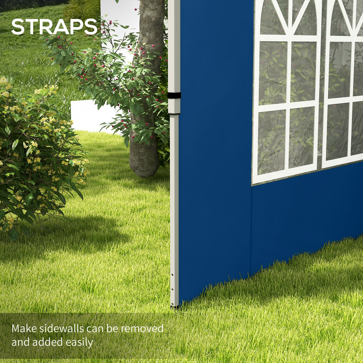 Outsunny Gazebo Side Panels, 2 Pack Oxford Cloth with Windows – Fits 3x3m or 3x4m Pop-Up Gazebos, Blue