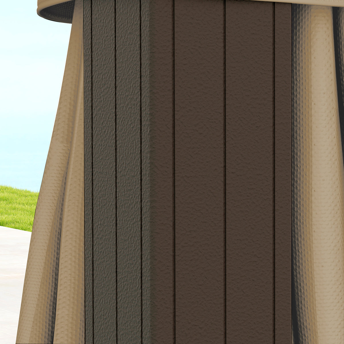 Outsunny 3x3m Hardtop Gazebo with Curtains & Insect Netting – Aluminium Frame Garden Shelter, Bronze/Brown