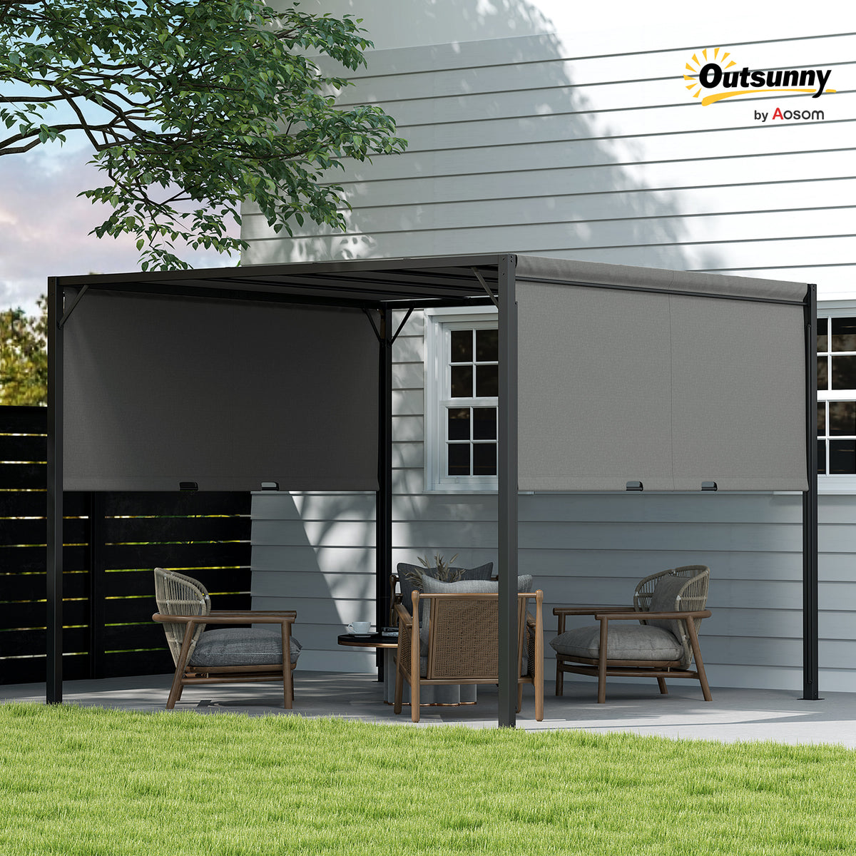 Outsunny 3x3m Light-Duty Canopy Tent with Steel Frame & Sun-Protective Fabric – Garden Shade, Grey