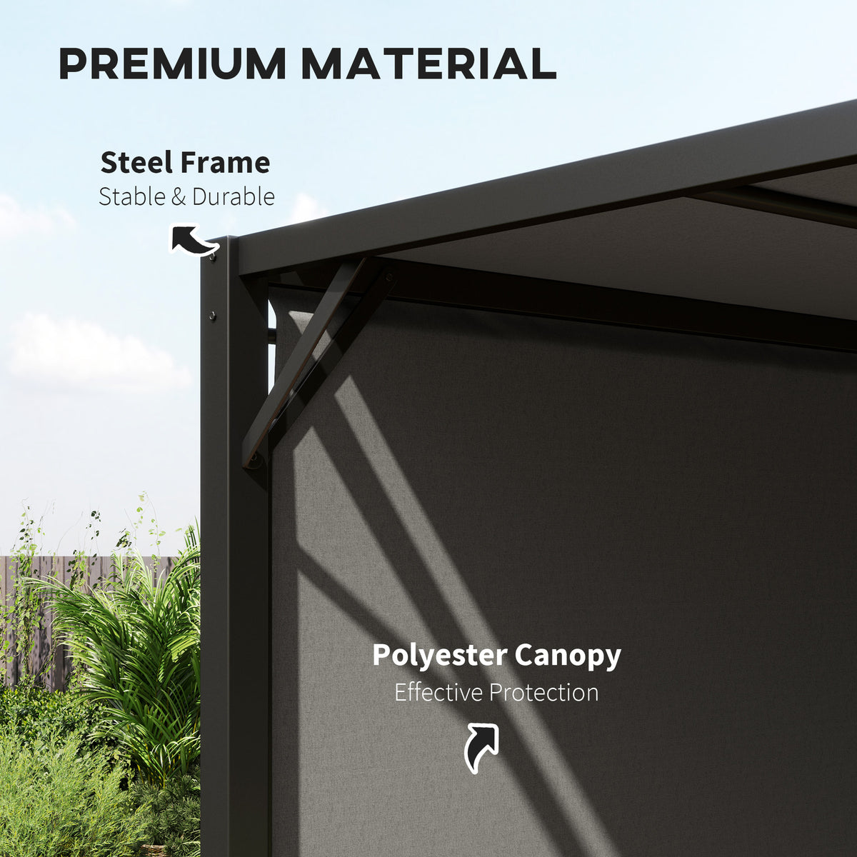 Outsunny 3x3m Light-Duty Canopy Tent with Steel Frame & Sun-Protective Fabric – Garden Shade, Grey