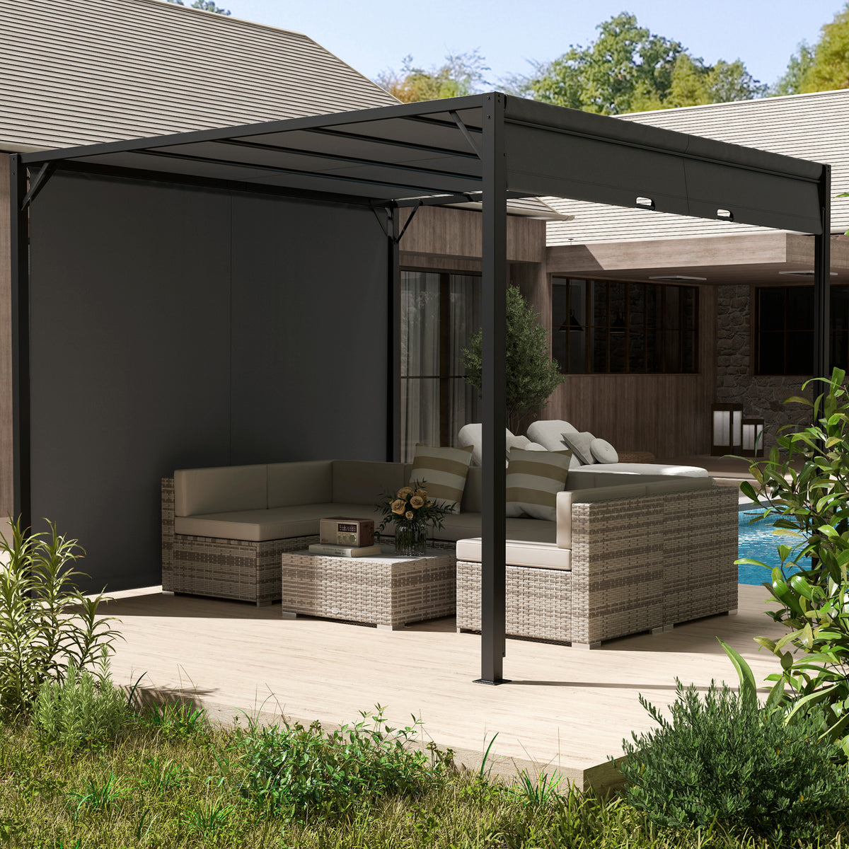 Outsunny 3x3m Light-Duty Canopy Tent with Steel Frame & Sun-Protective Fabric – Garden Shade, Grey