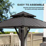 Outsunny 3x3m Hardtop Gazebo with Powder-Coated Metal Roof, Curtains & Mesh Netting – Garden Shelter, Beige
