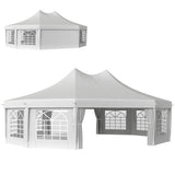 Outsunny 10-Sided Heavy Duty Party Tent Gazebo Marquee with Water-Resistant Cover & Steel Frame, 8.9m, White