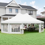 Outsunny 10-Sided Heavy Duty Party Tent Gazebo Marquee with Water-Resistant Cover & Steel Frame, 8.9m, White