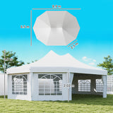 Outsunny 10-Sided Heavy Duty Party Tent Gazebo Marquee with Water-Resistant Cover & Steel Frame, 8.9m, White