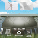 Outsunny 10-Sided Heavy Duty Party Tent Gazebo Marquee with Water-Resistant Cover & Steel Frame, 8.9m, White