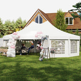 Outsunny 10-Sided Heavy Duty Party Tent Gazebo Marquee with Water-Resistant Cover & Steel Frame, 8.9m, White