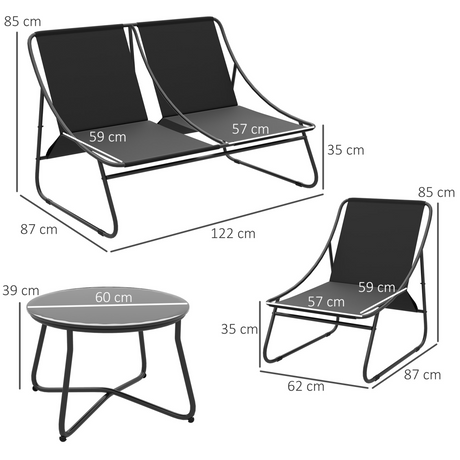 Outsunny garden sofa set steel frame detail