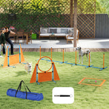 PawHut 6 Piece Dog Agility Equipment with Jumps, Weave Poles, Pause Box & Carry Bag – Obstacle Training Course Kit