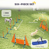 PawHut 6 Piece Dog Agility Equipment with Jumps, Weave Poles, Pause Box & Carry Bag – Obstacle Training Course Kit