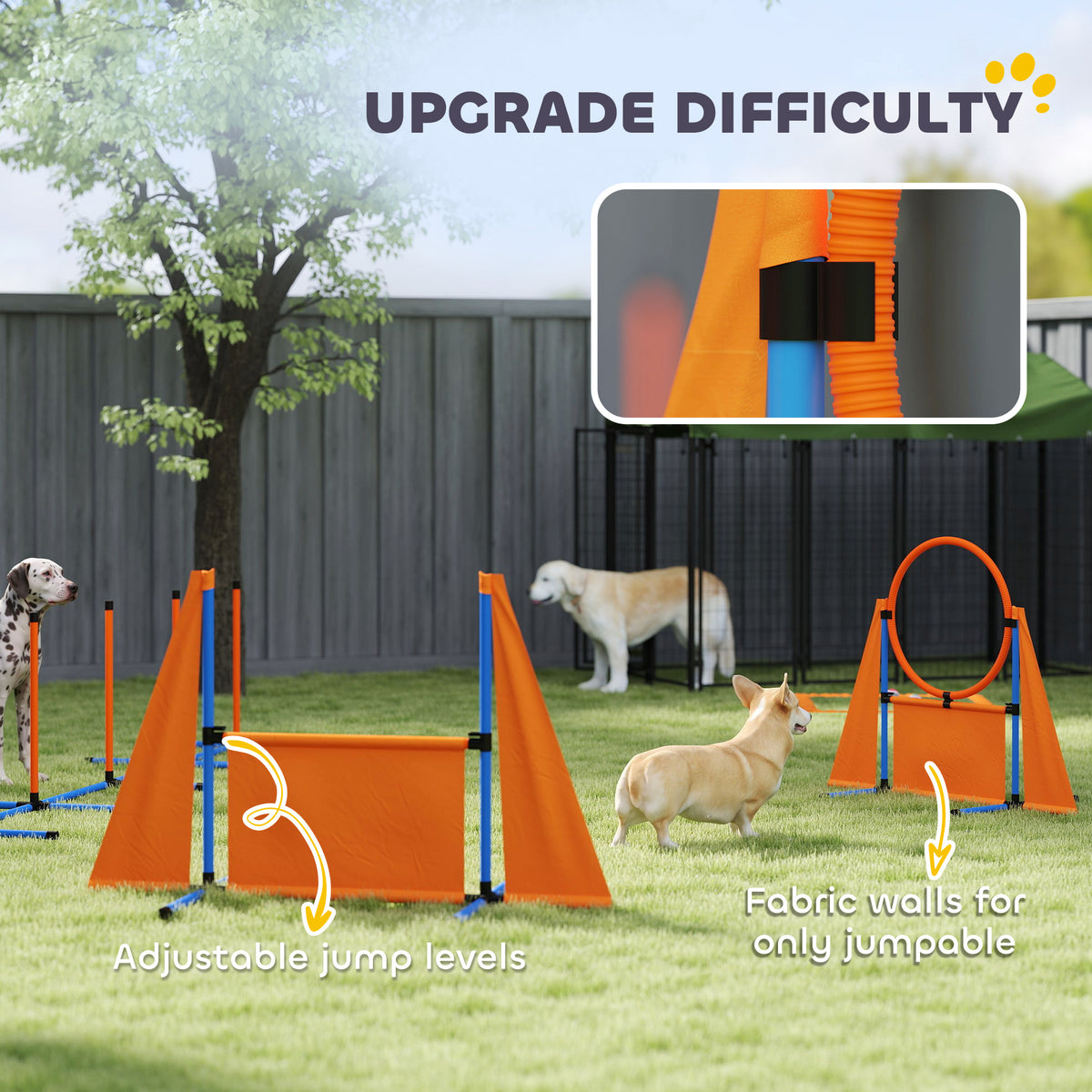 PawHut 6 Piece Dog Agility Equipment with Jumps, Weave Poles, Pause Box & Carry Bag – Obstacle Training Course Kit