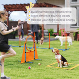 PawHut 6 Piece Dog Agility Equipment with Jumps, Weave Poles, Pause Box & Carry Bag – Obstacle Training Course Kit