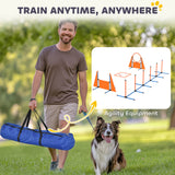 PawHut 6 Piece Dog Agility Equipment with Jumps, Weave Poles, Pause Box & Carry Bag – Obstacle Training Course Kit