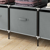 HOMCOM Foldable Fabric Wardrobe with 2 Hanging Rails, 10 Compartments & 4 Drawers – Bedroom Storage, Dark Grey
